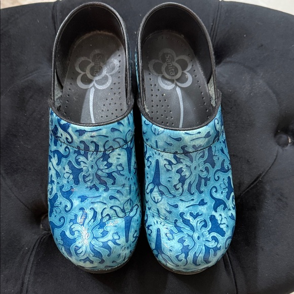 Sanita Shoes - Sanita Turquoise Damask Floral Clogs